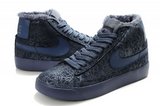 Nike耐克开拓者 花纹wmns blazer mid加绒保暖蓝色 女