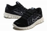 Nike耐克赤足跑鞋 2012新款反毛皮Free-Powerlines黑白 男