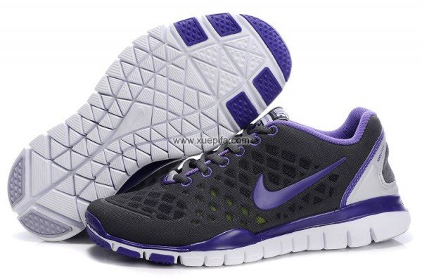 Nike耐克赤足跑鞋 free run 2012羽毛球鞋深灰紫 女