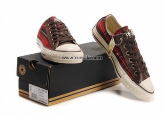 Converse匡威格子布 2010新款红格子 女