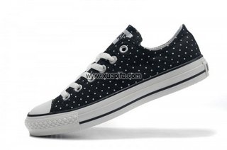 Converse匡威经典帆布 2010新款水玉点点黑白色低帮 女