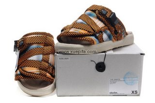 Visvim维维木陈冠希拖鞋 2011新款桔黄格 情侣