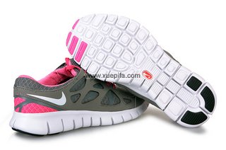 Nike耐克赤足跑鞋 2011新款free run 刘翔灰桃红 女