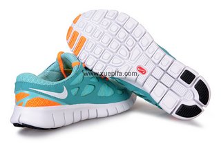 Nike耐克赤足跑鞋 2011新款free run 刘翔天蓝桔 女