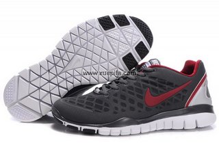 Nike耐克赤足跑鞋 free run 2012羽毛球鞋深灰红 情侣