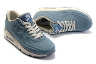 Nike耐克Air max跑鞋 2012新款无缝科技帆布面蓝米白 男女