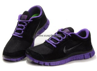 Nike耐克赤足跑鞋 2012新款RUN+3黑紫 女