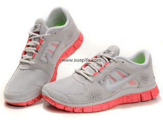 Nike耐克赤足跑鞋 2012新款RUN+3灰粉 女